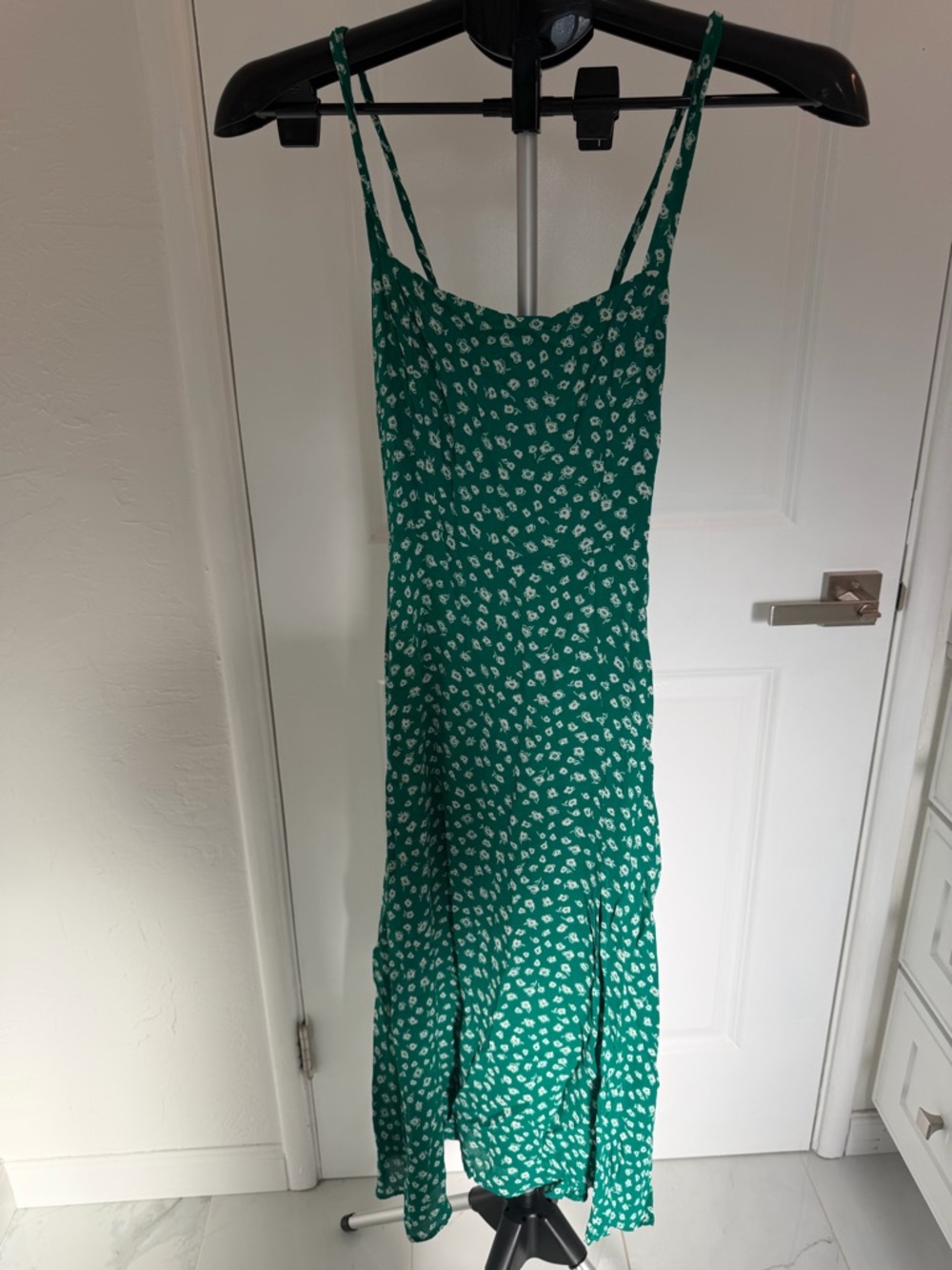 Reformation Emerald Green Floral Slip Midi Dress